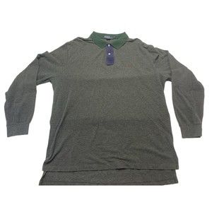 Polo Ralph Lauren Gray Long Sleeve Green Collared Shirt